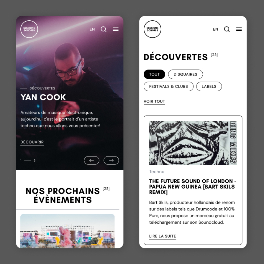 Sessions Sonores mobile design