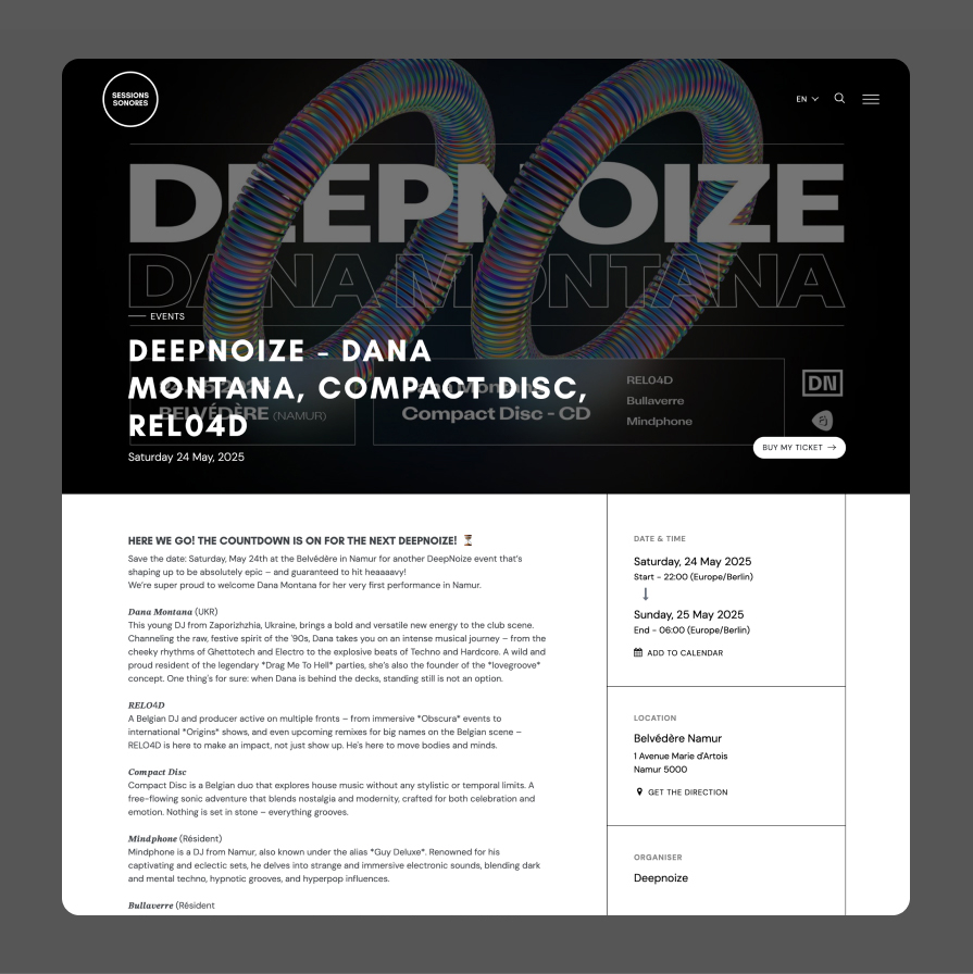 Sessions Sonores event design