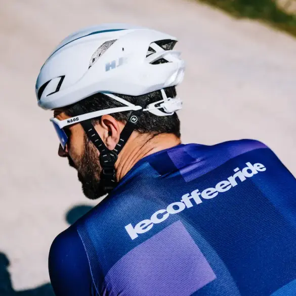 Coffee Ride helmet and jersey