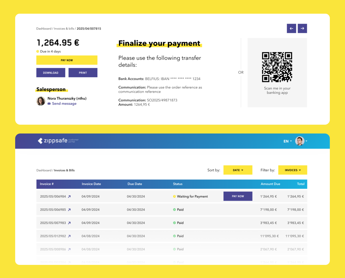 Zippsafe invoice design