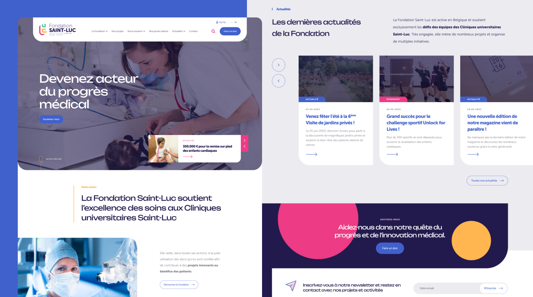 Fondation Saint-Luc design homepage 1